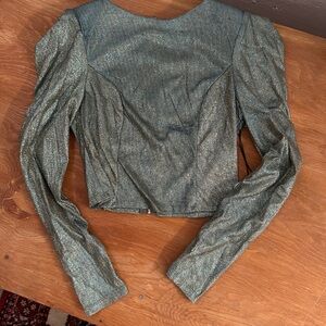 Metallic Green Long Sleeve Top